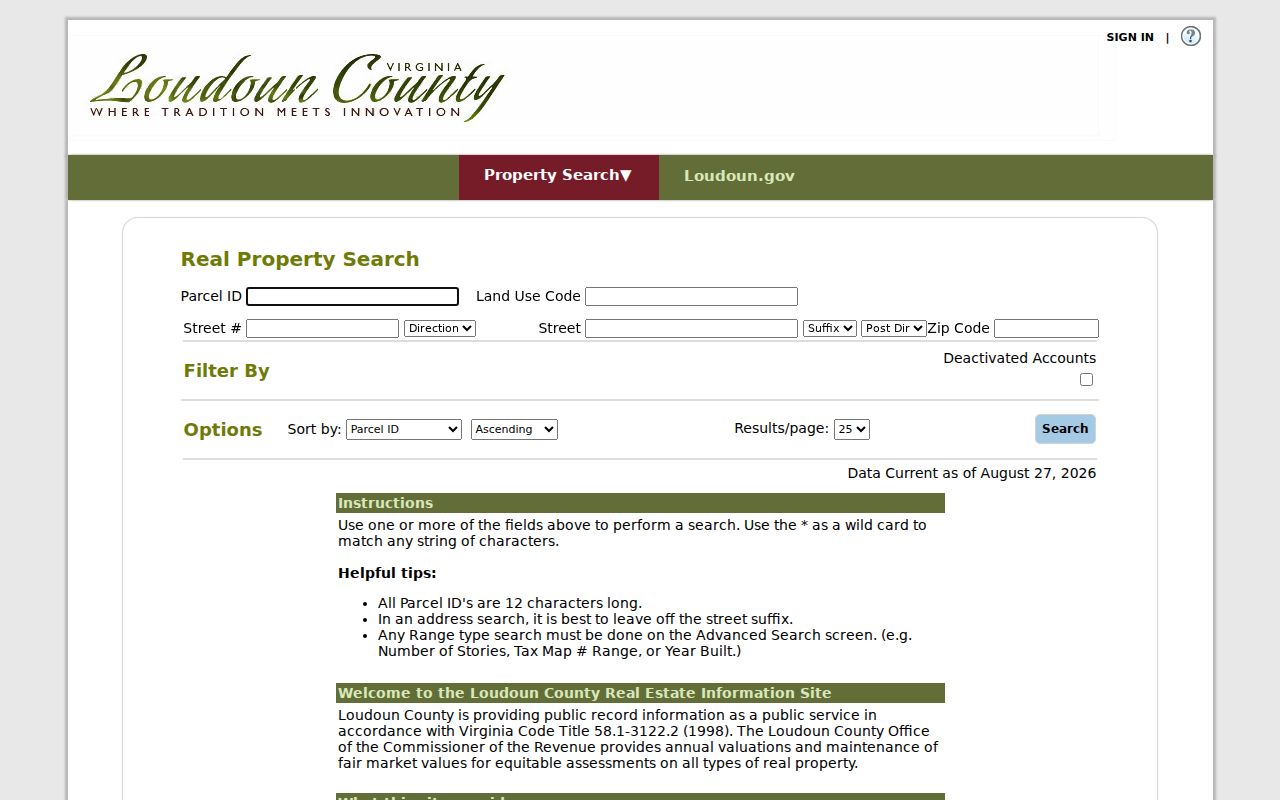 Ashburn ZIP code directory assessor ZIP search fields