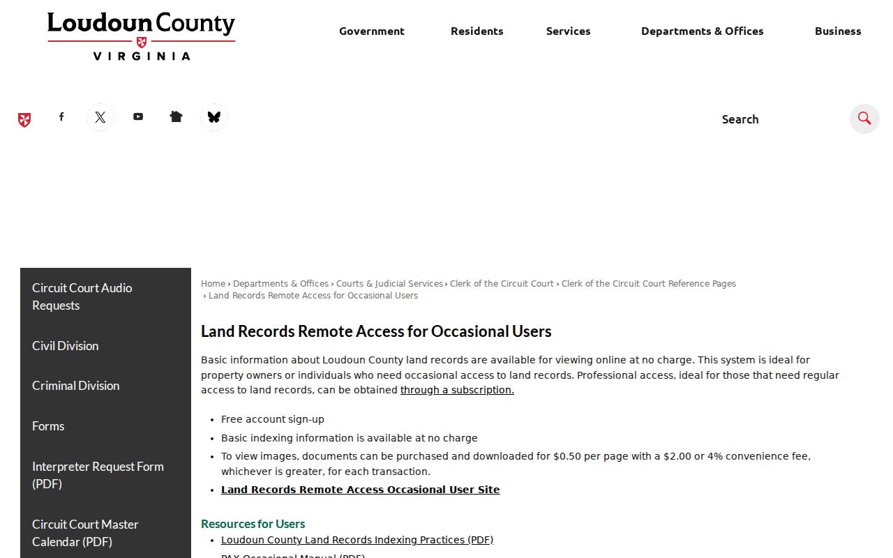Ashburn residents directory Loudoun remote land records access choices