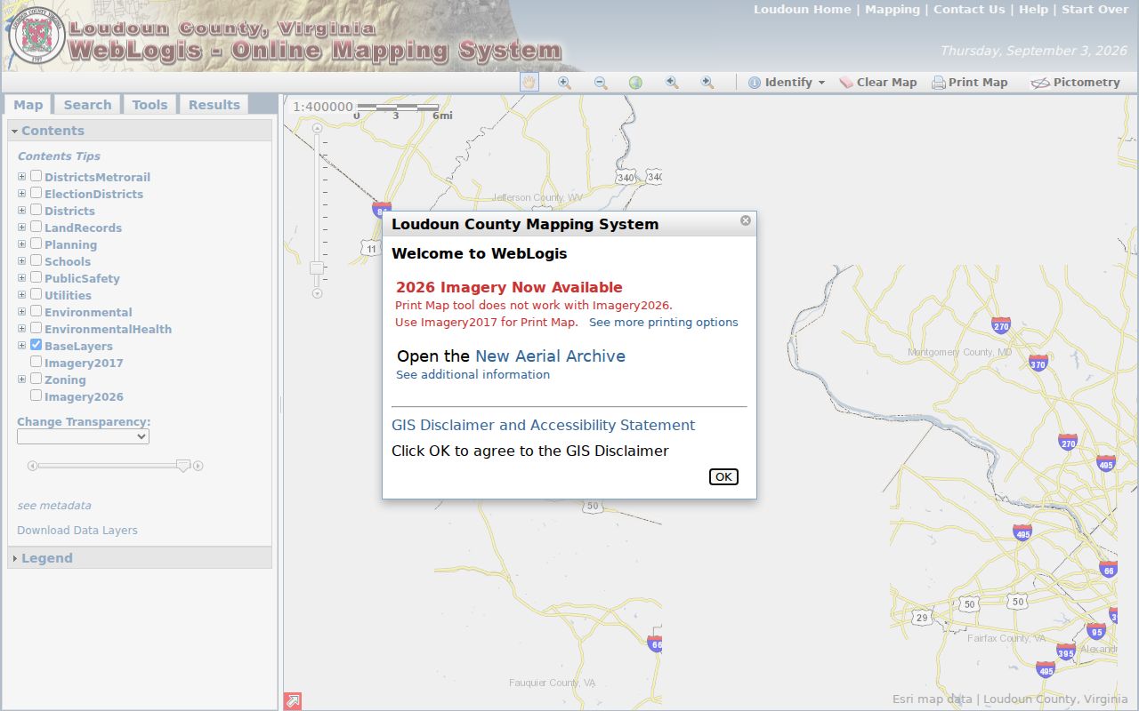 Ashburn ZIP code directory WebLogis map layers