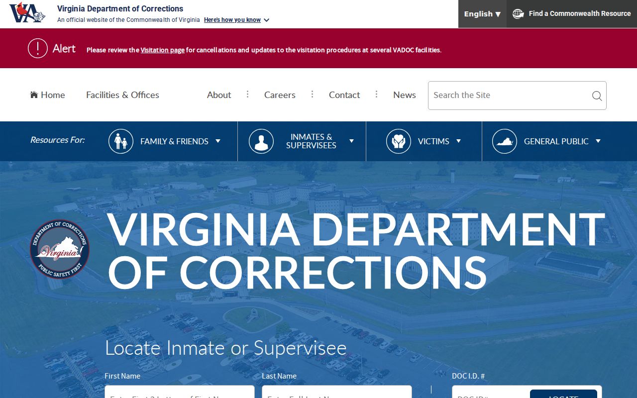 Ashburn resident lookup Virginia Department of Corrections locator fields
