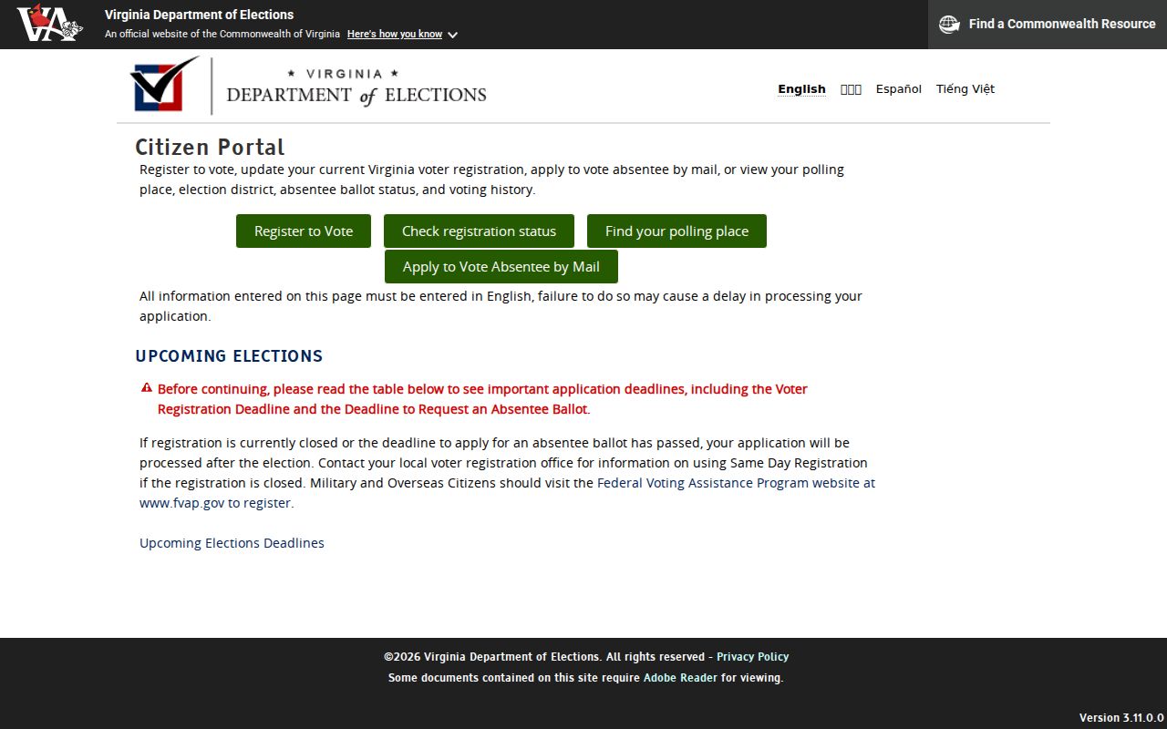 Ashburn resident lookup Virginia voter Citizen Portal